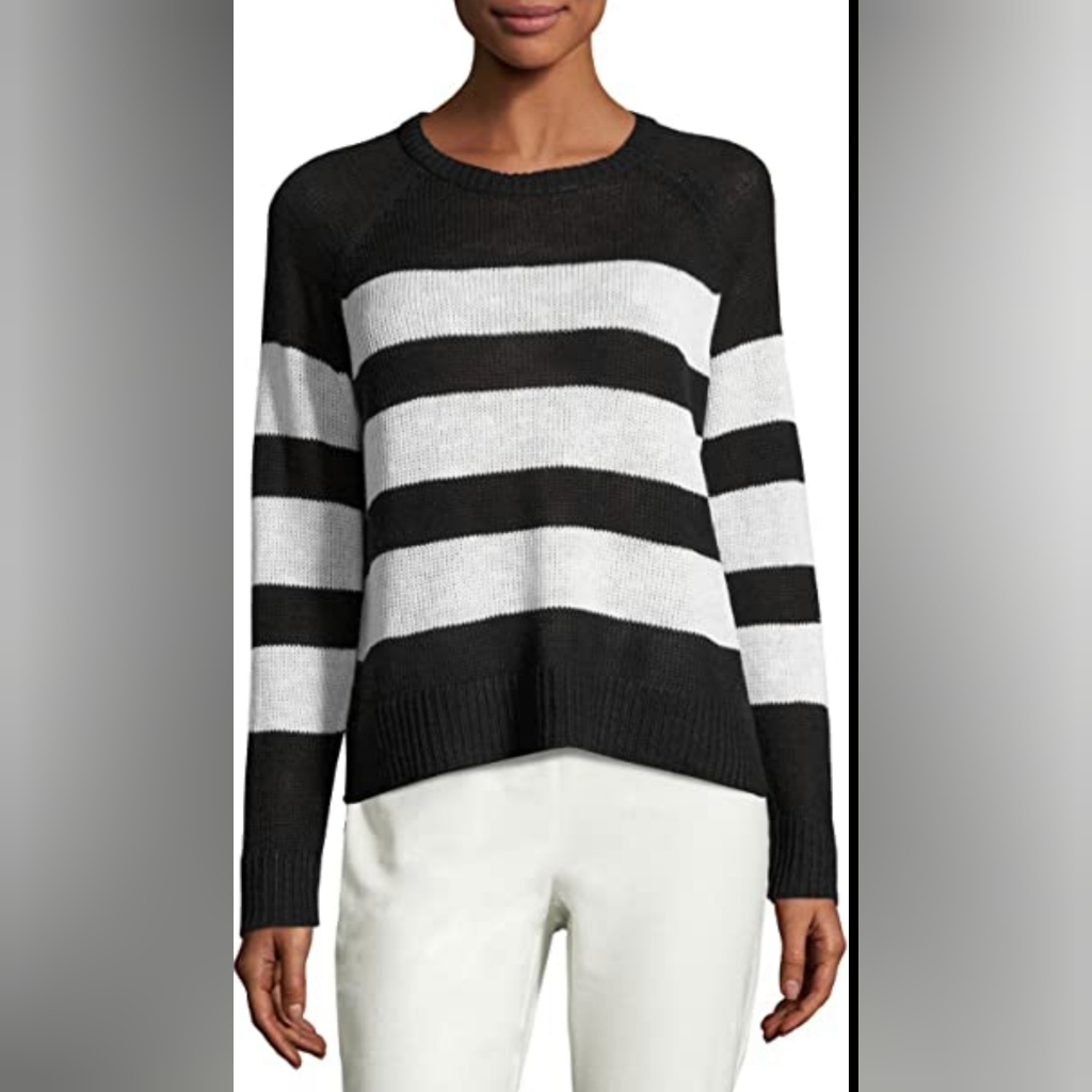 Eileen Fisher Organic Linen / Cotton Stripe Round Neck Size M